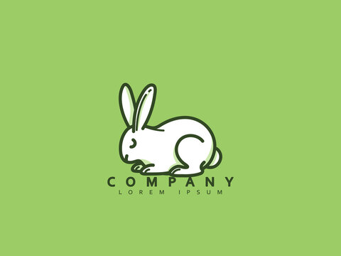 Funny rabbit icon. Linear drawing style logo, emblem bunny. Home pet happy hare. vector illustration