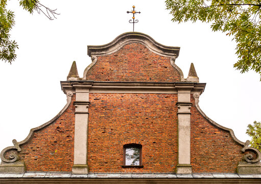 Built in the years 1477-1507 in the Gothic and Neo-Baroque styles, the historic Catholic Church of Our Lady of the Rosary with a belfry in the city of Drobin in Mazovia, Poland.