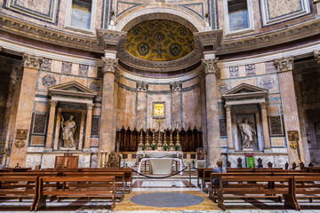 Pantheon, temple of all gods. Interior, main altar. Rome, Italy