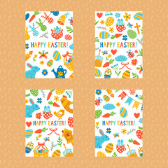 Easter greeting card template colorful vector set. 