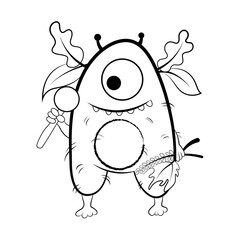 Childrens coloring page. Character design autumn monster