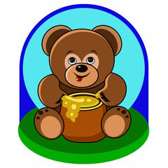 Bear eats honey.