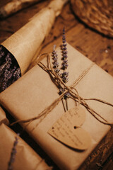 Wrapped gift with lavender