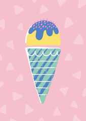 Cute ice cream. Hand drawn vector illustration