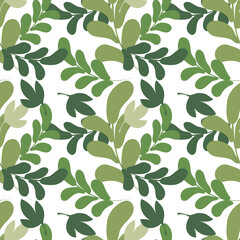 Seamless calm pattern of leaves of various green shades