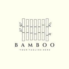 bamboo simple line art logo emblem template vector design