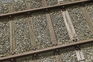 Naklejka premium railroad tracks closeup