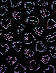 Fototapeta na wymiar Valentine´s day -Be mine- Heart Candies wallpaper , Neon color.