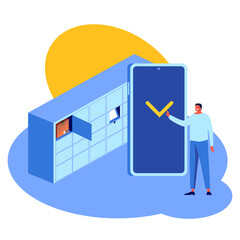 Opening a parcel terminal from a smartphone app.