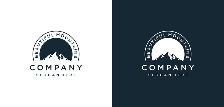 minimalist mountain logo design template