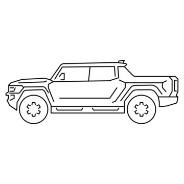 electric car illustration lines, ev suv, electric truck