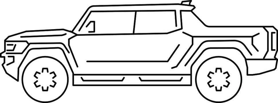 electric car illustration lines, ev suv, electric truck