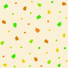 Pattern of bright autumn leaves on a light beige background. Vector illustration