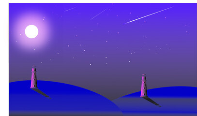 Fototapeta premium Lighthouse in the night sky