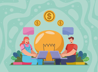 innovative persons using laptops