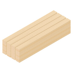 Wooden planks, isometric view. 3D Render. Vector illustration.