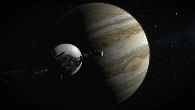 Voyager Spacecraft leaving Jupiter. Accurately modeled from original schematic diagrams.