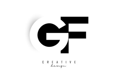 GF letters Logo with negative space design. Letter with geometric typography.
