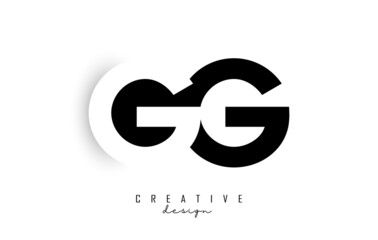 Gg letters Logo with negative space design. Letter with geometric typography.