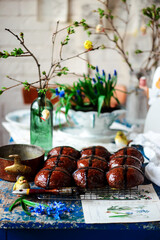 chocolate orange hot cross buns.traditional easter pastries.