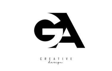 GA letters Logo with negative space design. Letter with geometric typography.