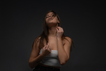 Naklejka premium Posing and being shameless and seductive