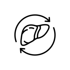 Liver transplant line icon. Isolated vector element.