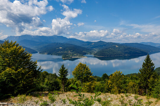 The lake Bicaz in carpathian landscape of romania