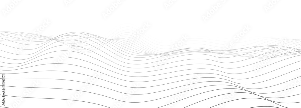 Poster Vector perspective grid. Abstract gradient wave of lines. Big data. Digital background. Futuristic vector illustration.
