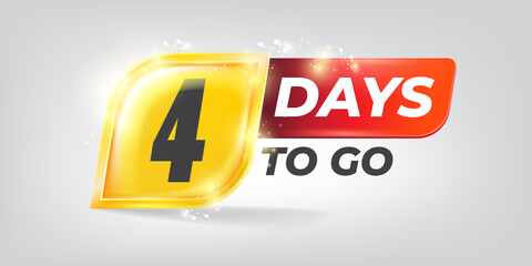 Four days to go countdown horizontal banner design template. 4 days to go sale announcement banner, label, sticker, icon, poster and flyer.