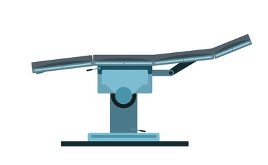 Surgeons table. Medical operating equipment. Ambulance and hospital. Side view. Cartoon funny style illustration. Isolated on white background. Vector