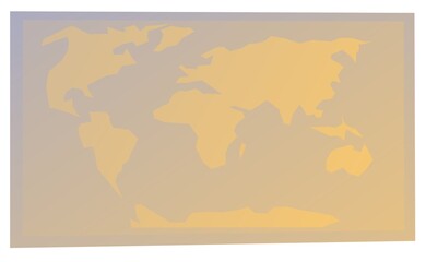 Simple map of world on paper. Cartoon style. Object isolated on white background. Vector