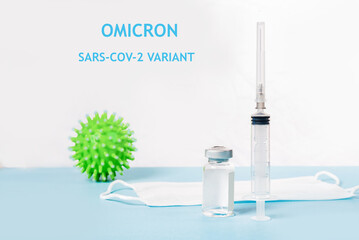 Vaccine and Healthcare Medical concept.Vaccines and syringes on white and blue background for...