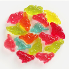 Jelly candy in the form of dinosaurs