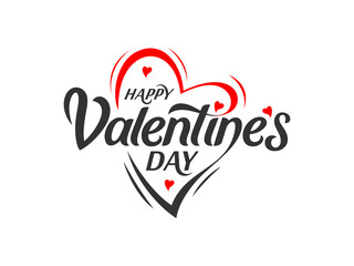 Valentines day typography greeting design in heart shape