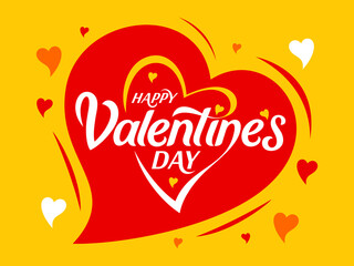 Valentines day typography greeting design in heart shape