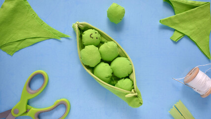 child development sew yourself a toy for children a pod of green peas for the development of fine motor skills