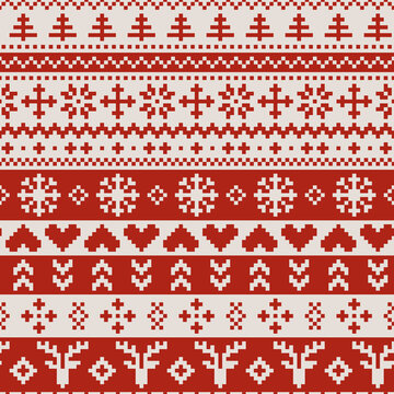 Vector red ugly Christmas jumper seamless pattern background. Ideal for Christmas gifts and decorations. Perfect for fabric, wallpaper, wrapping, scrapbooking and stationery. Surface pattern design.