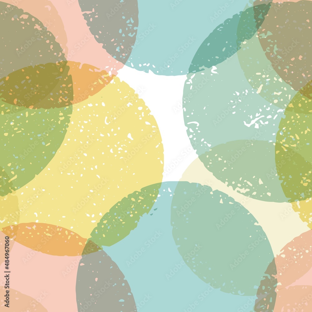 Poster pattern with colorful textured circles. seamless vector background.
