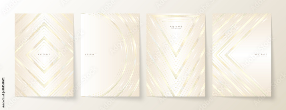 Wall mural vector luxury backgrounds set in light soft nude colors with geometric patterns, golden lines and co