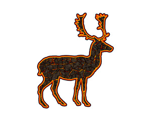 Reindeer Deer symbol fire icon flames cracks logo illustration