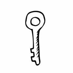 vector doodle hand drawn key. isolated on white background
