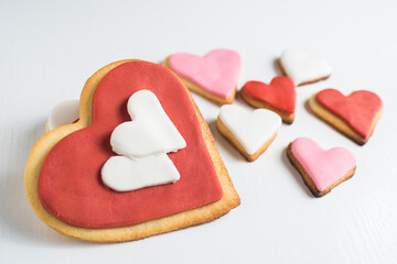 Fototapeta na wymiar Homemade heart shaped cookies