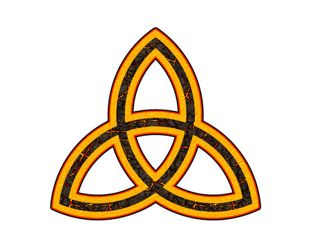 Trinity Knot, triquetra symbol fire icon flames cracks logo illustration