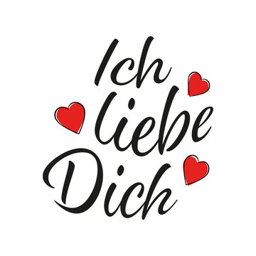 Ich liebe Dich - Herzicons und Text. Wei&szlig;er Hintergrund