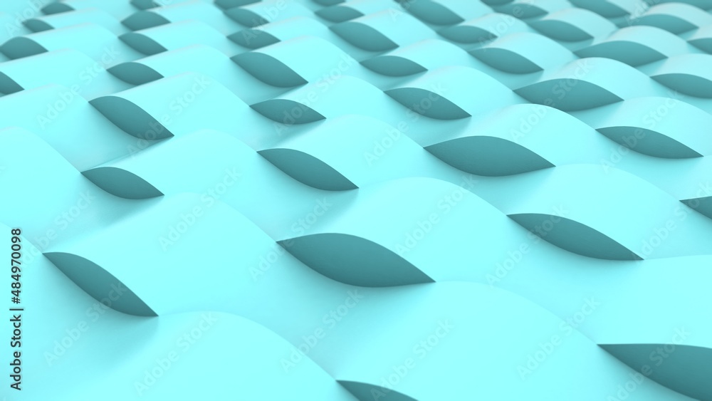 Poster 3d rendering of an abstract wavy blue background. the blue wavy lines are parallel to each other. im