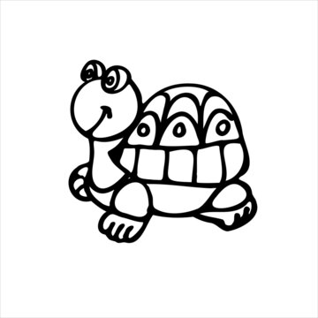 turtle drawn by ricky. Children s drawing. The image is isolated on a white background. Vector graphics