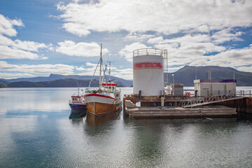 Boats in Hemnesberget marina,Helgeland,Northern Norway,scandinavia,Europe