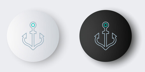 Line Anchor icon isolated on grey background. Colorful outline concept. Vector