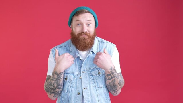 Old-school guy claim it is not me isolated shine color background